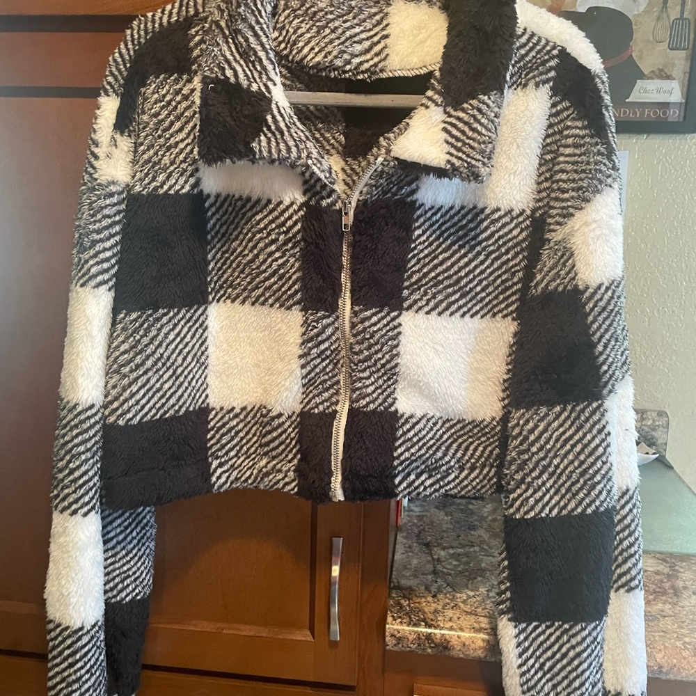 Plaid Black and White Women's Jacket